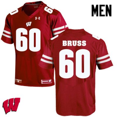 Men's Wisconsin Badgers NCAA #60 Logan Bruss Red Authentic Under Armour Stitched College Football Jersey TT31T68JH